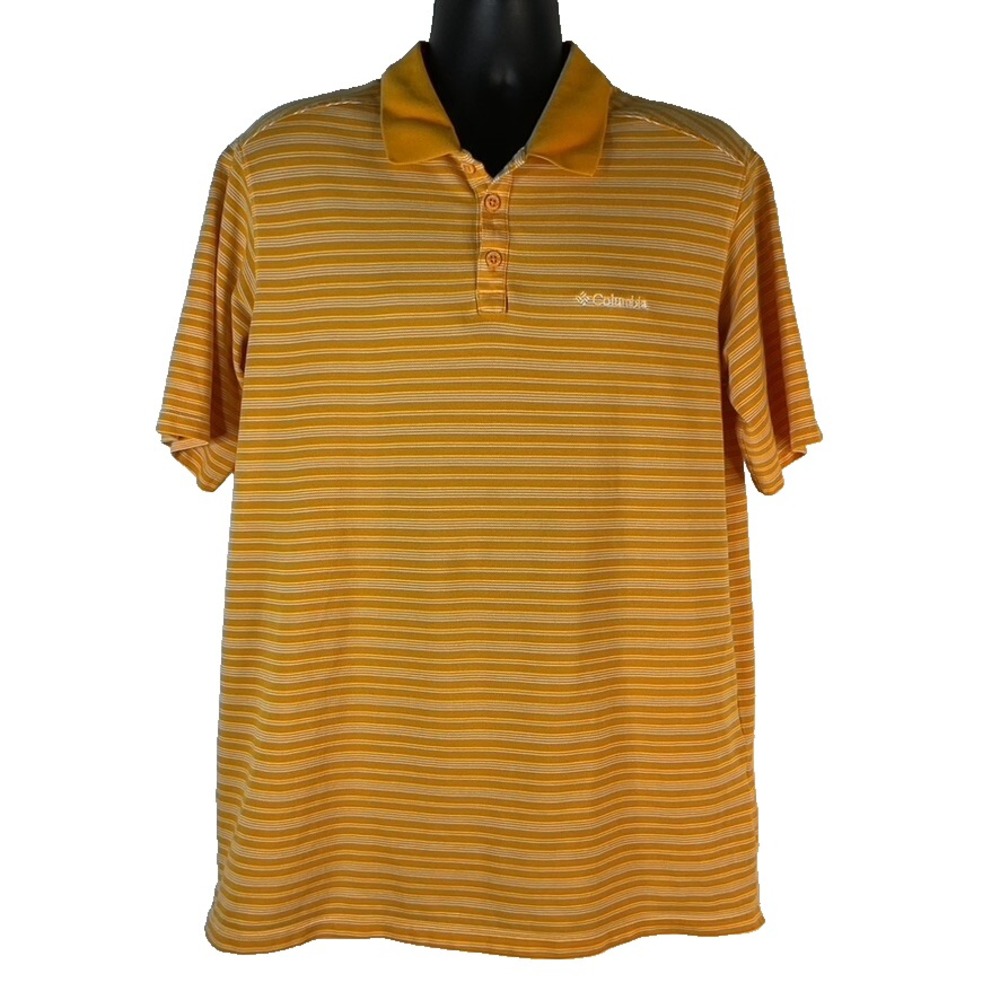 Columbia Shirt Men's‎ XL Orange Stripe Omni-Wick Advanced Evaporation S/S Polo
